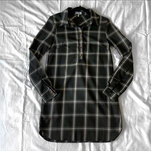 Tobi Black Button Down Plaid Shirt Dress XS